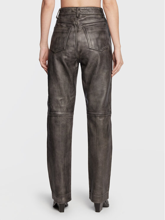 Remain Remain Kožené kalhoty Lynn RM1819 Černá Regular Fit