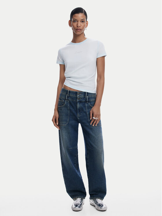 Desigual Desigual Тишърт 25SWTK15 Светлосиньо Regular Fit