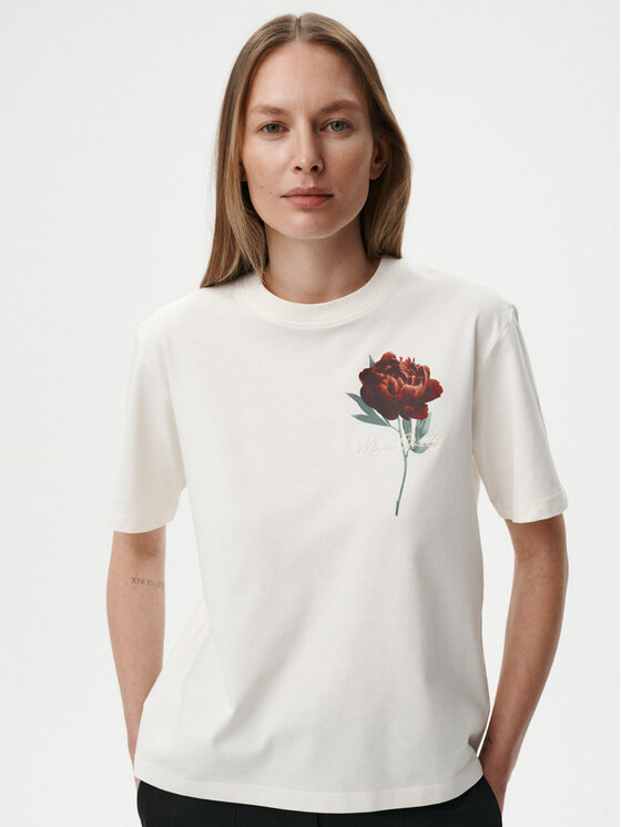 MARI PRETI MARI PRETI Bluzka Flower Biały Regular Fit