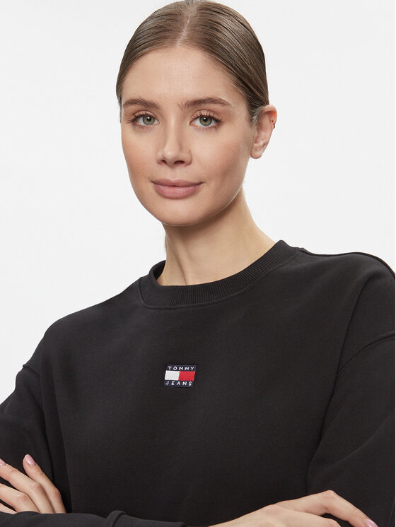 Tommy Jeans Tommy Jeans Bluză Badge DW0DW17325 Negru Relaxed Fit