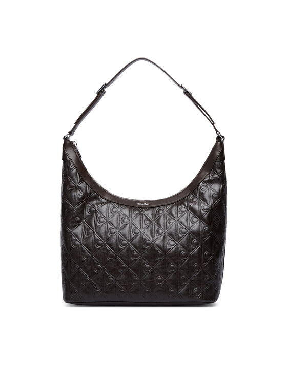 Calvin Klein Calvin Klein Geantă Emblem Aop Debossed Medium Shbag LV04F3875G Maro