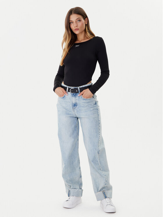 Tommy Jeans Tommy Jeans Боди Silver Script DW0DW21574 Черен Slim Fit