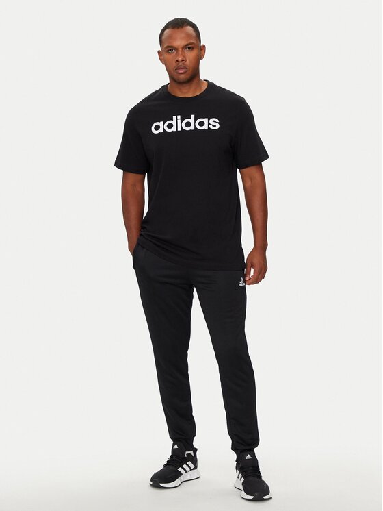 adidas adidas Tričko Essentials Single Jersey Linear Embroidered Logo T-Shirt IC9274 Čierna Regular Fit