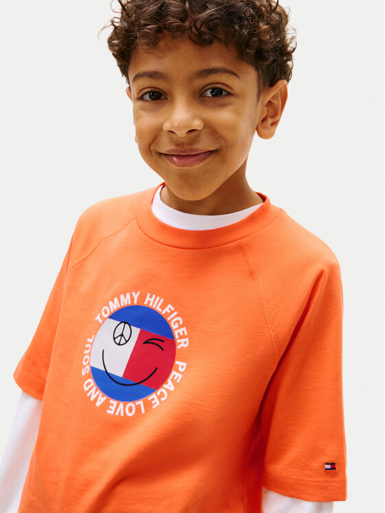 Tommy Hilfiger Tommy Hilfiger T-Shirt Smiley Flag KB0KB10269 Πορτοκαλί Regular Fit