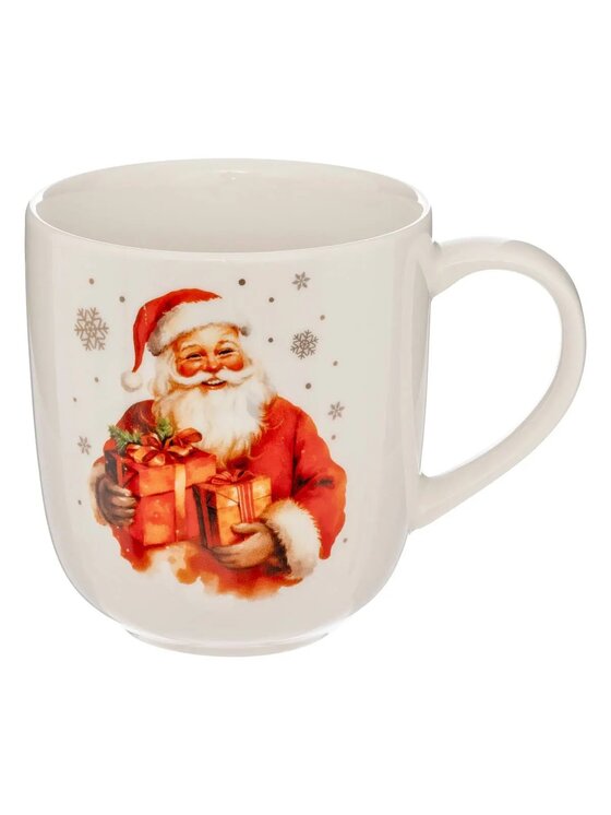 MIAhome MIAhome Kubek świąteczny ze szklaną kulą i Mikołajem 550 ml Biały