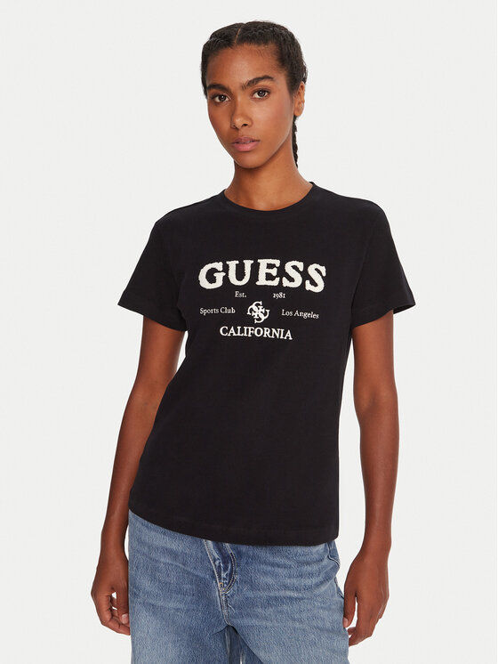 Guess Guess Tricou V5BI02 KCBF1 Negru Regular Fit