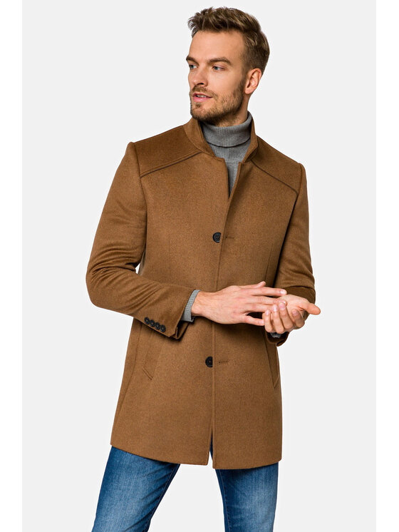 Lancerto Lancerto Płaszcz wełniany Morgan Brązowy Regular Fit