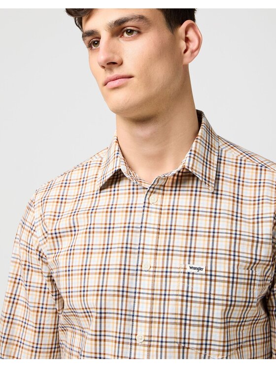 Wrangler Wrangler Koszula 1 PKT POPLIN SHIRT Kolorowy Regular Fit