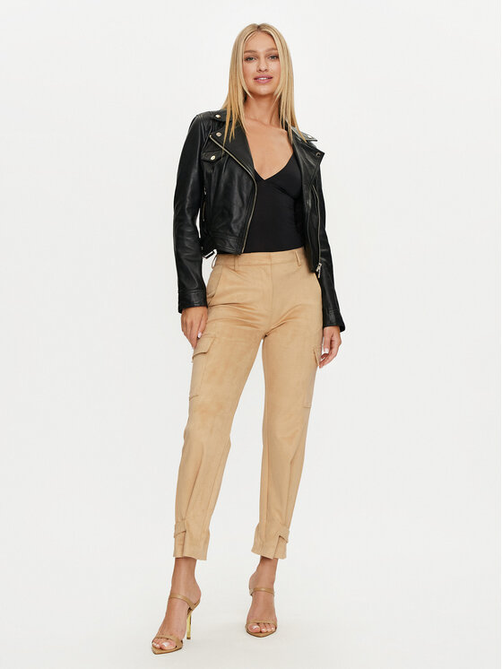 Marciano Guess Marciano Guess Kožená bunda 4YGL17 7133A Černá Regular Fit