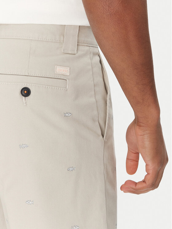 BOSS BOSS Pantalon scurți din material Chino-Straight-S 50539161 Crem Regular Fit