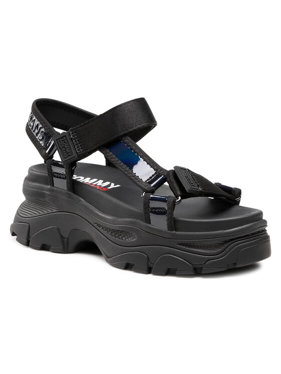Tommy Jeans Sandalen Iridescent Hybrid Sandal EN0EN01311 Schwarz Modivo
