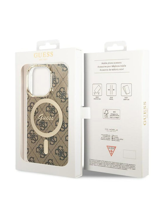 Guess Guess Etui na telefon Pokrowiec Futerał Brązowy