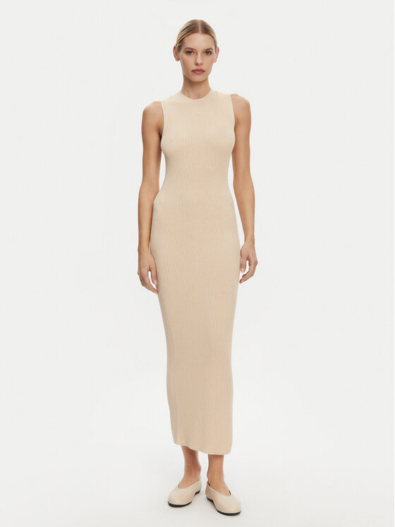 Kontatto Kontatto Rochie tricotată 3M0512C Bej Regular Fit
