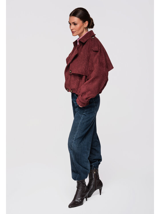 Ombre Ombre Kurtka przejściowa OW-JANP-0108 Bordowy Oversize