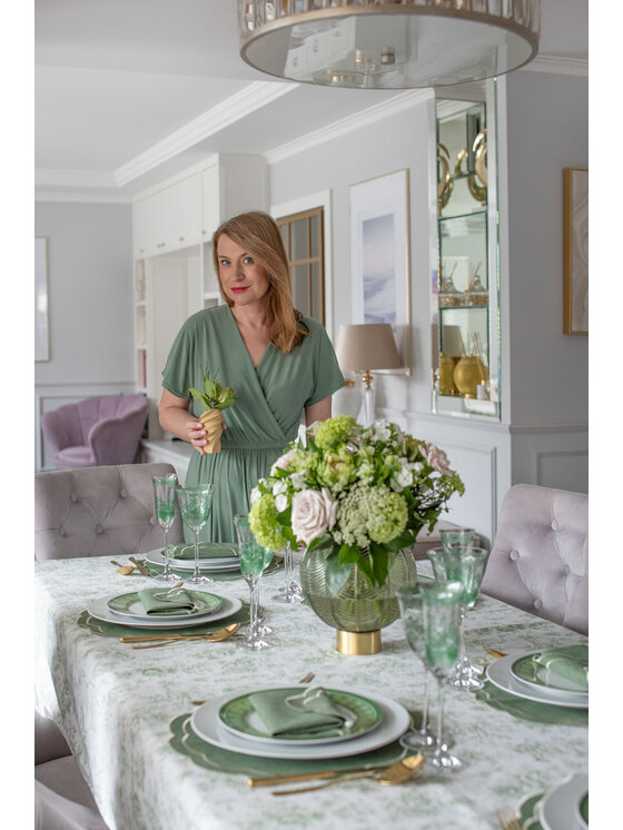 Roseberry Home Roseberry Home Obrus Toile de Jouy Green okrągły Zielony