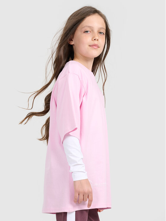 4F 4F T-Shirt BASIC+ Różowy jasny Oversize
