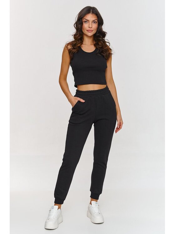 Makadamia Makadamia Komplet bluza, bluzka i spodnie A11 Czarny Loose Fit