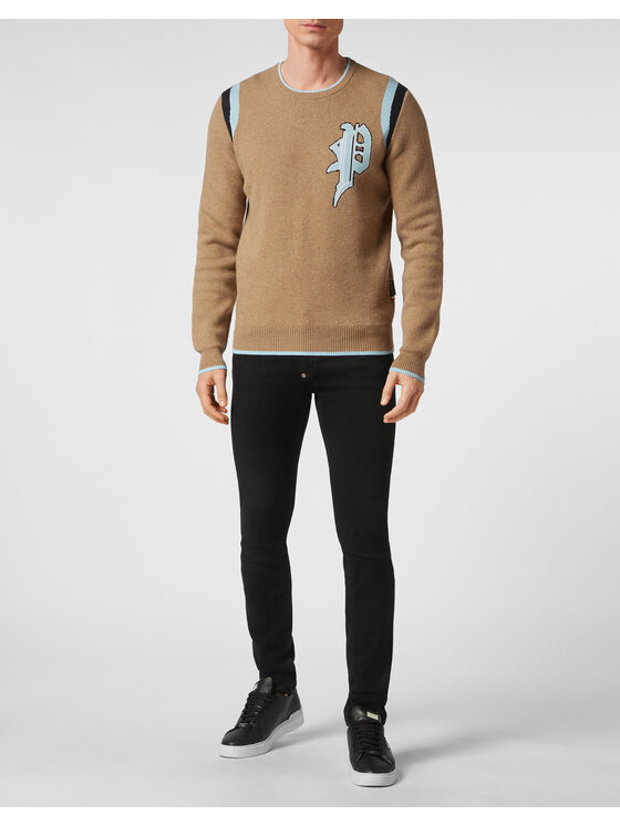 PHILIPP PLEIN PHILIPP PLEIN Sweter 20747 Beżowy Regular Fit