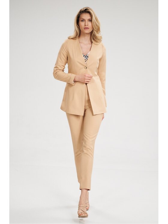 FIGL FIGL Marynarka M694 Beżowy Regular Fit