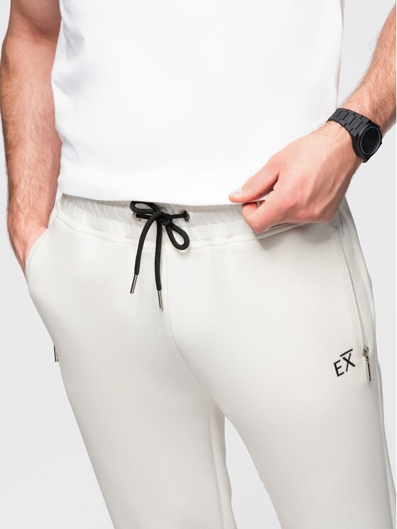 Ombre Ombre Spodnie dresowe OM-PASK-0223 Biały Regular Fit