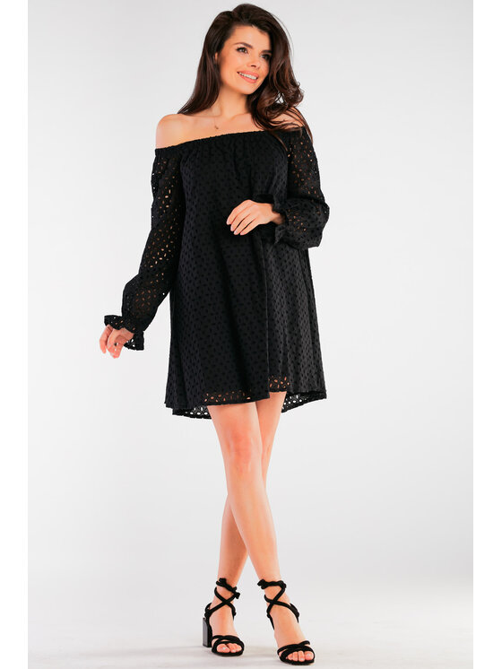 Awama Awama Sukienka letnia A435 Czarny Basic Fit