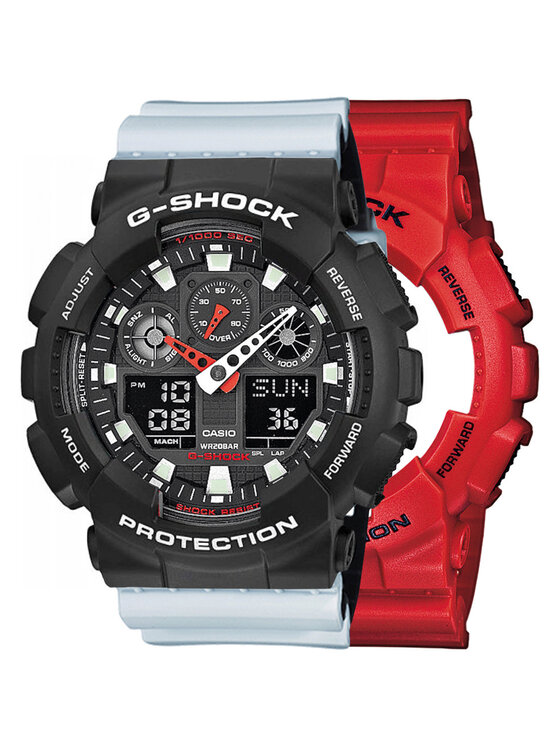 Casio Casio Zegarek SET GA-100B-4AER + BEZEL 10508136 + PASEK 10527469 Biały