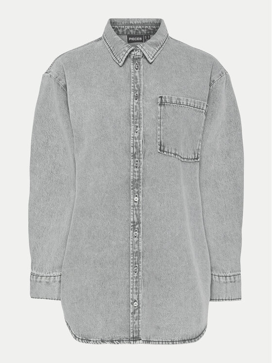 Pieces Pieces Jeans srajca 17150991 Siva Oversize
