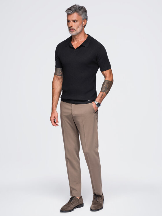Ombre Ombre Polokošile OM-POSS-0182 Černá Slim Fit