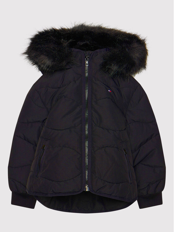 Tommy Hilfiger Tommy Hilfiger Μπουφάν χειμωνιάτικο Tonal Fur KG0KG05970 M Μαύρο Regular Fit