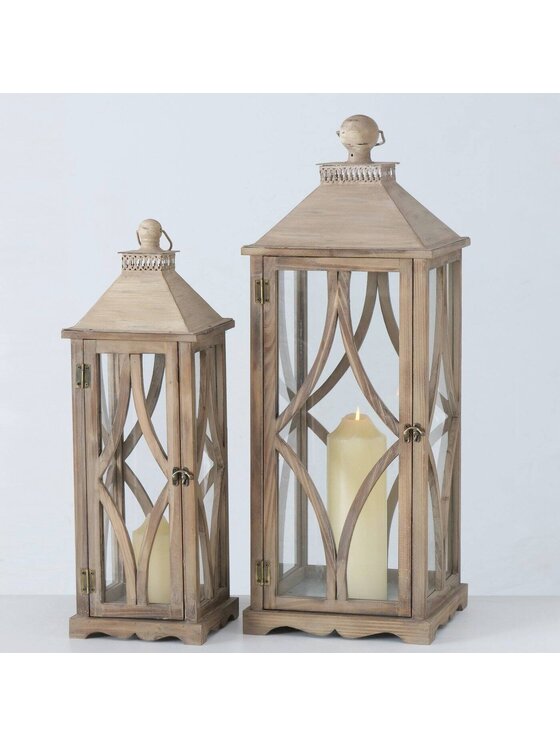 MIAhome MIAhome Lampion 2 szt. drewniany Carolla Brązowy
