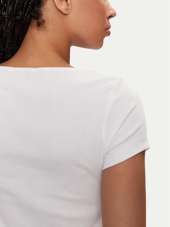 Tommy Jeans Tommy Jeans T-shirt Henley DW0DW18669 Bianco Slim Fit