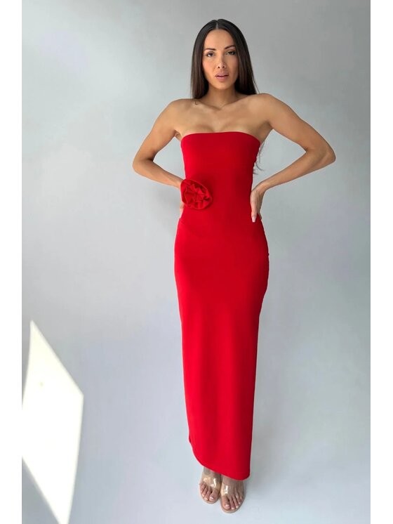 Chiara Wear Chiara Wear Sukienka letnia Sukienka maxi ROSE Czerwony Slim Fit