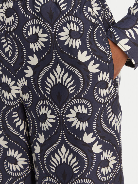 Weekend Max Mara Weekend Max Mara Bavlnené nohavice Ottico 2615131011 Tmavomodrá Wide Leg