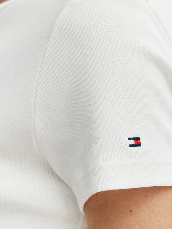Tommy Hilfiger Tommy Hilfiger Tricou WW0WW49250 Écru Slim Fit