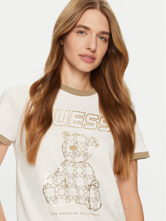 Guess Guess Marškinėliai V4BI02 K8FQ4 Écru Regular Fit