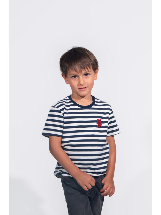 MANDRAGORA MANDRAGORA T-Shirt pasiak Granatowy Regular Fit