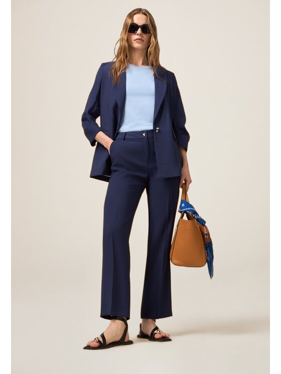 Oltre Oltre Pantaloni di tessuto P027R308632N034 Blu Regular Fit