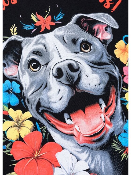 PITBULL PITBULL T-Shirt Koszulka damska HAPPY PIT 2 L Czarny Regular Fit