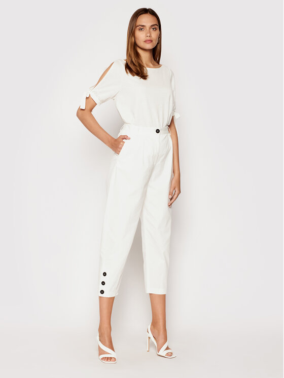Pantaloni di tessuto P2D0BNP Bianco Relaxed Fit