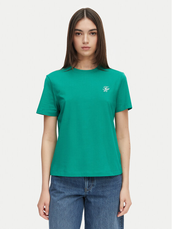 Tommy Hilfiger Tommy Hilfiger T-Shirt Logo Embroidery WW0WW48699 Πράσινο Regular Fit