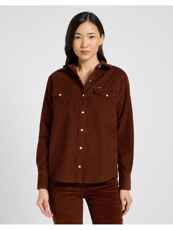 Lee Lee Koszula REGULAR WESTERN SHIRT Brązowy Regular Fit