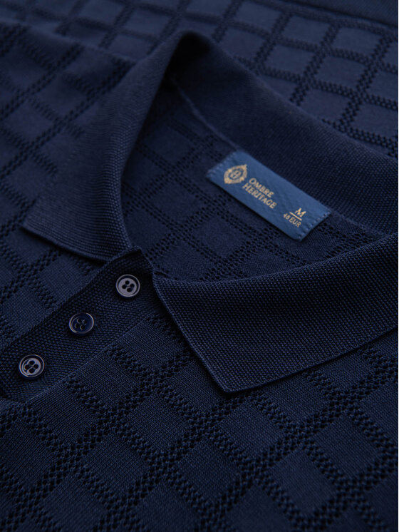 Ombre Ombre Polo OM-POSS-0168 Granatowy Regular Fit