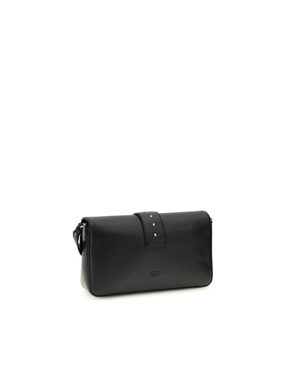 PINKO PINKO Torebka Black Leather Shoulder Czarny