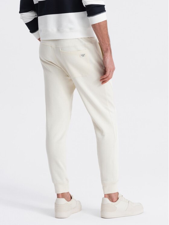 Ombre Ombre Joggers kalhoty OM-PABS-0173 Béžová Regular Fit