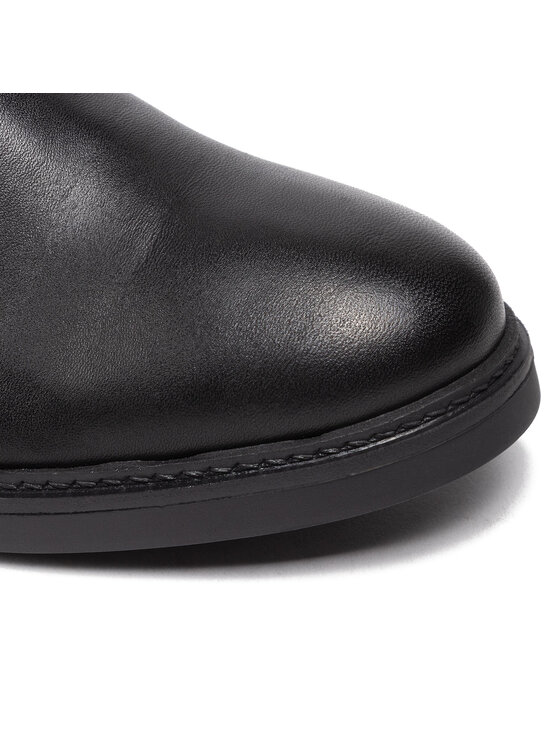 Tommy Hilfiger Tommy Hilfiger Členková obuv s elastickým prvkom Th Leather Flat Boot FW0FW06749 Čierna