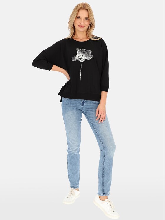 Perso Perso T-Shirt TLE240511F Czarny Regular Fit