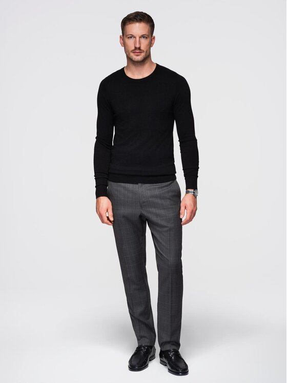 Ombre Ombre Sweter OM-SWBS-0106 Czarny Regular Fit