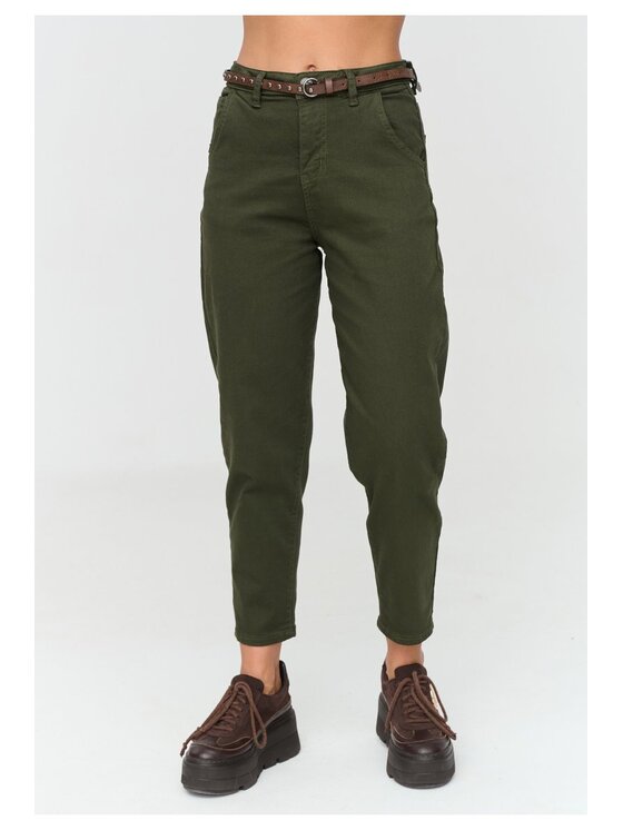 Makadamia Makadamia Jeansy C91 Khaki Loose Fit