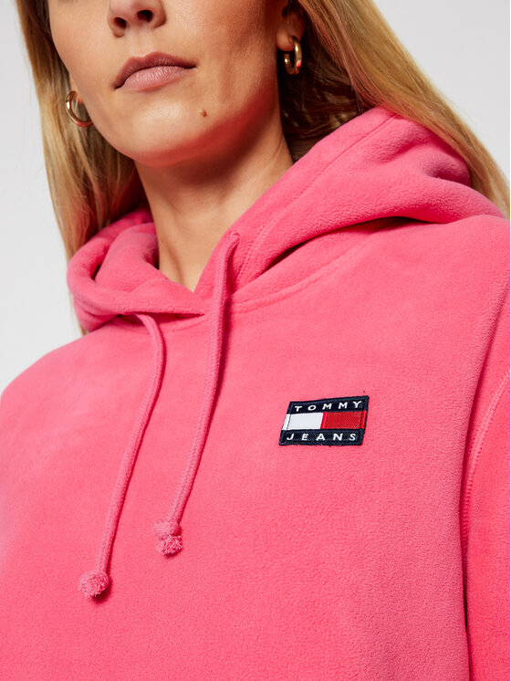Tommy Jeans Felpa di pile Badge DW0DW08978 Rosa Relaxed Fit