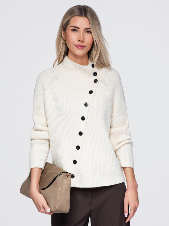 Ombre Ombre Svetr OW-SW-E0014 Světle béžová Regular Fit